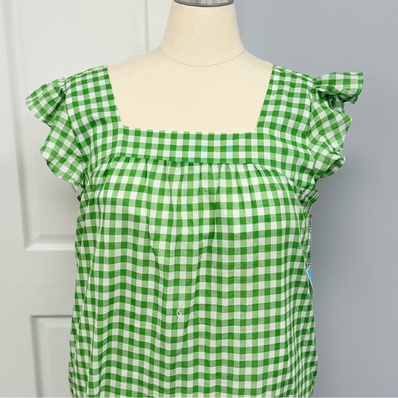 NWT Draper James RSVP Midi Sundress XL Green Gingham Check Tiered *missing belt - Picture 4 of 10